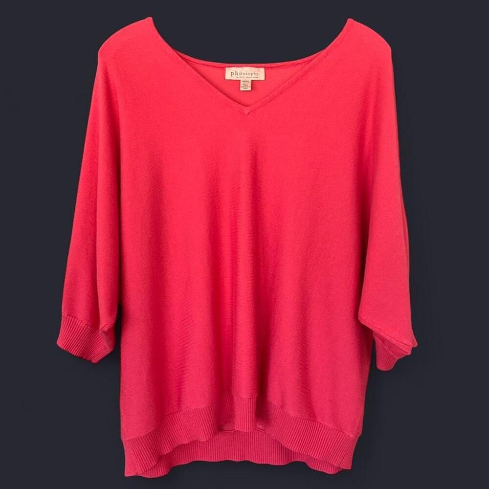 Philosophy V Neck Pink Sweater Size XL, Feminine, Valentines, Coquette